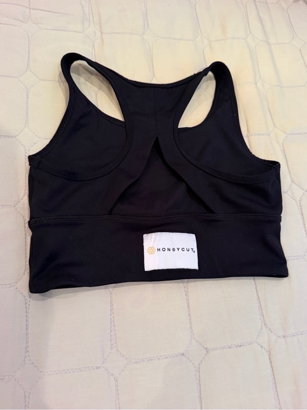 Honeycut Black Racerback Sports Bra with Supportive Band in kids M/L